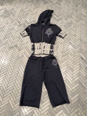 American Buddha Co. Y2K Cropped Hoodie & Wide Leg Lounge Set
